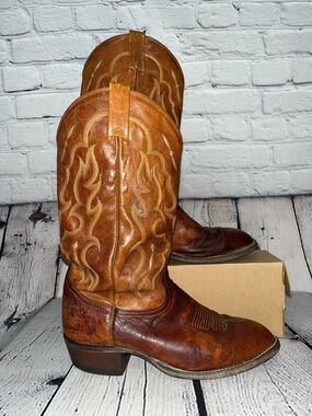 Vintage Tony Lama Exotic Western Smooth Quill Ostrich Leather Cowboy Boots